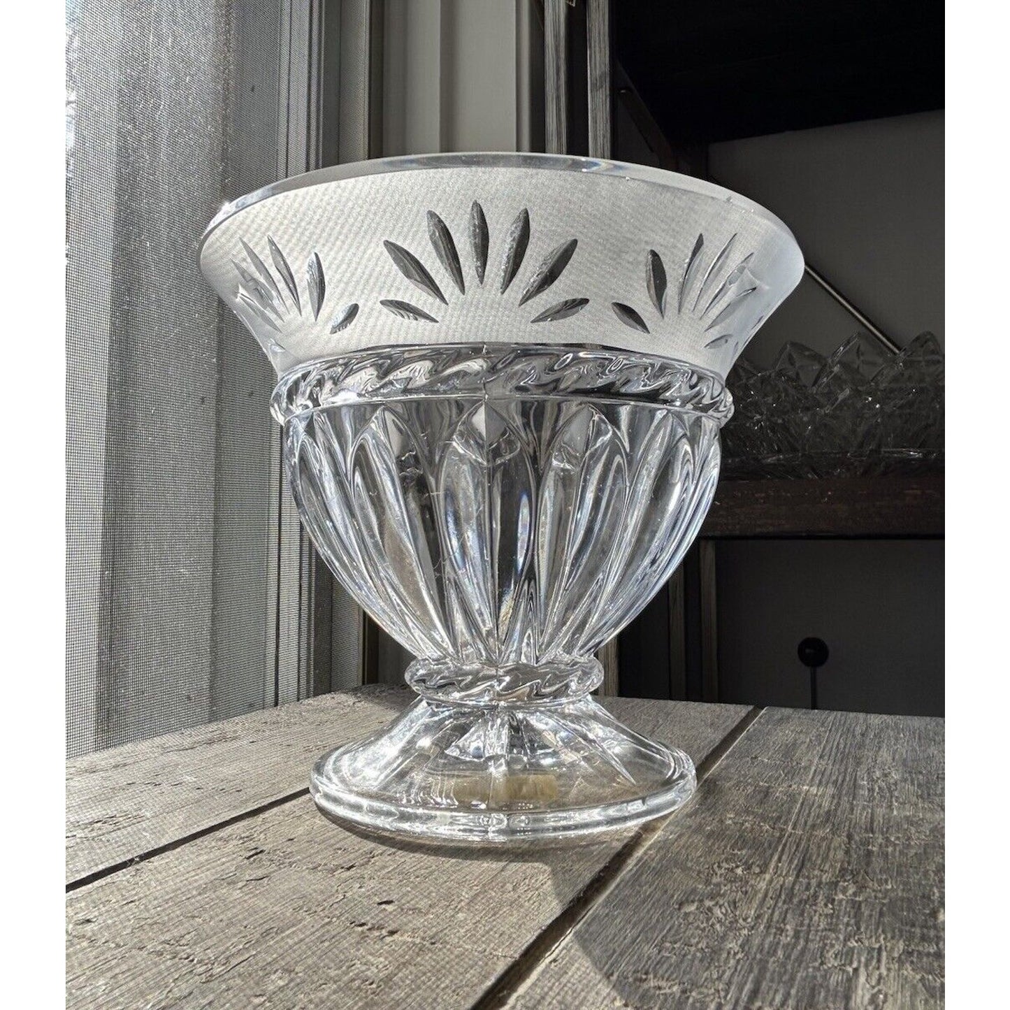 Cristal D'Arques Crystal Serving Bowl Carthage Vintage Candy Dish 6” Tall France