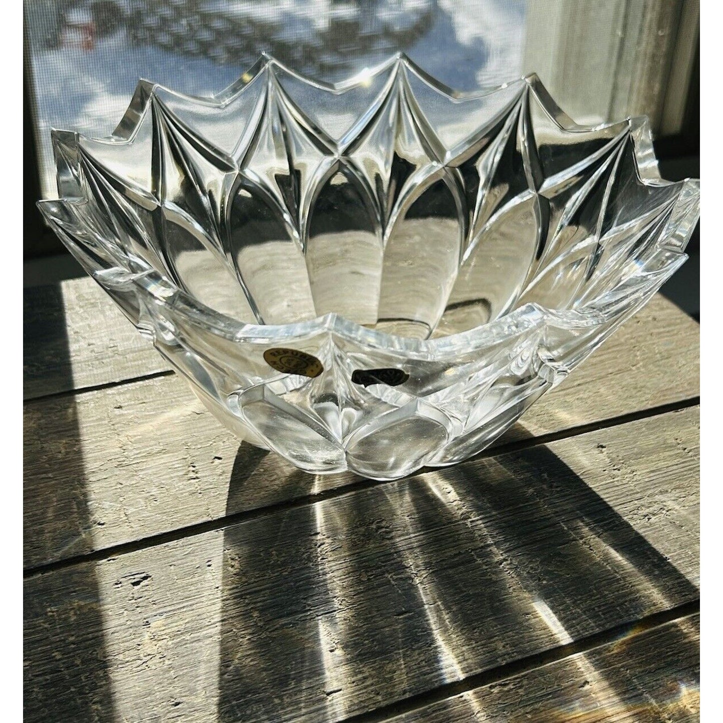 Vintage Bohemia Crystal Bowl Glass 12 Point Serving Dish Czech Republic 24% PbO