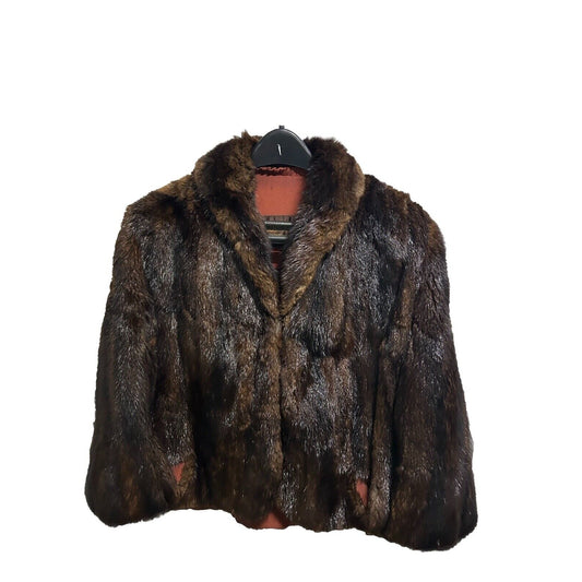 Vintage John W. Thomas & Co. Minneapolis 1950's-60's Brown Black Fur Cloak Coat