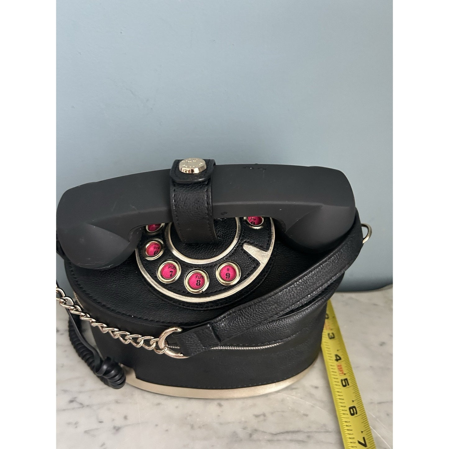 Betsey Johnson Telephone Bag BLACK Shoulder Crossbody Purse Handbag Rotary Phone