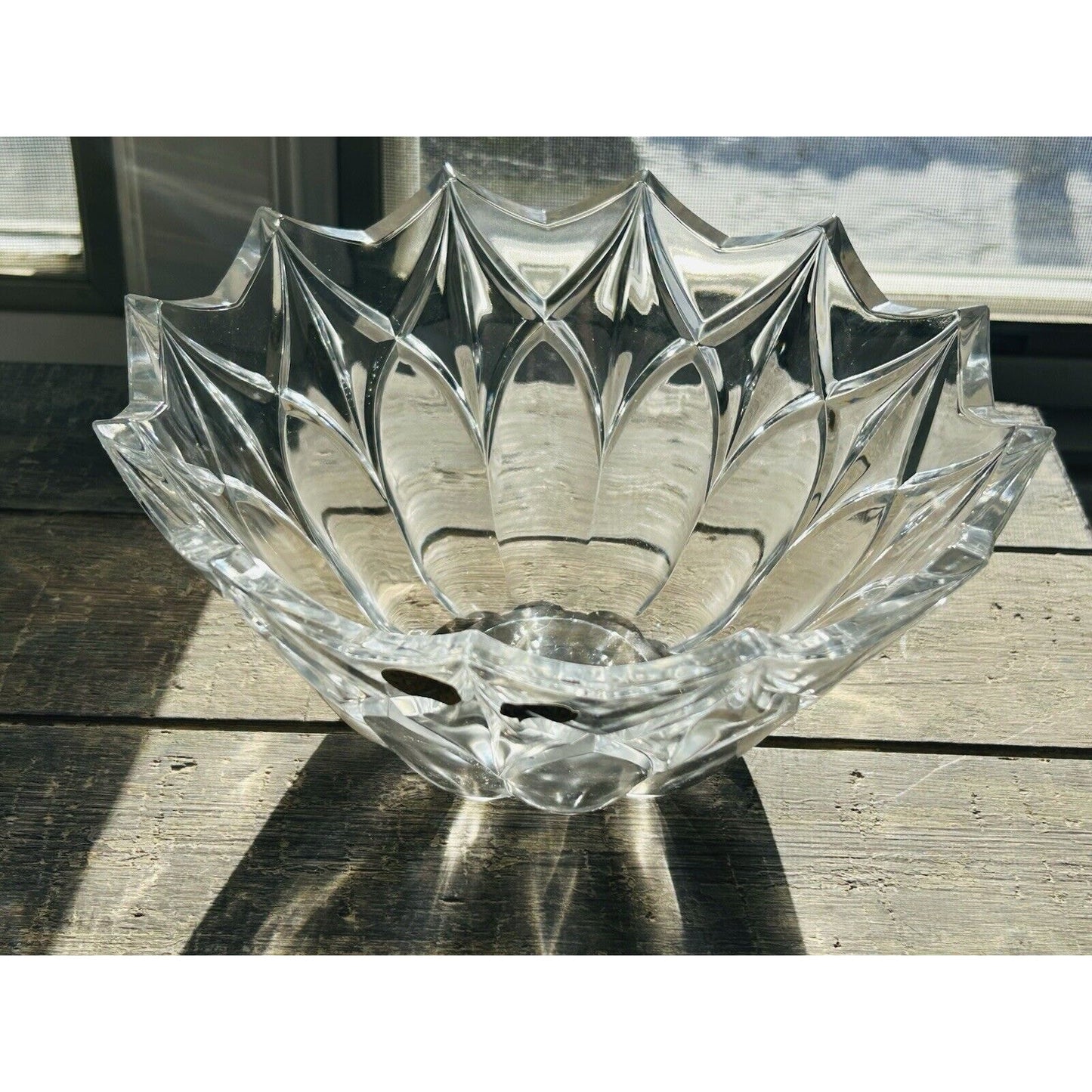 Vintage Bohemia Crystal Bowl Glass 12 Point Serving Dish Czech Republic 24% PbO