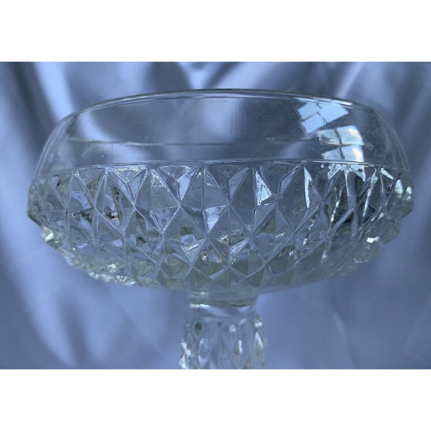 Vintage Indiana Glass Diamond Point Compote Pedestal Bowl Candy Dish No Clear