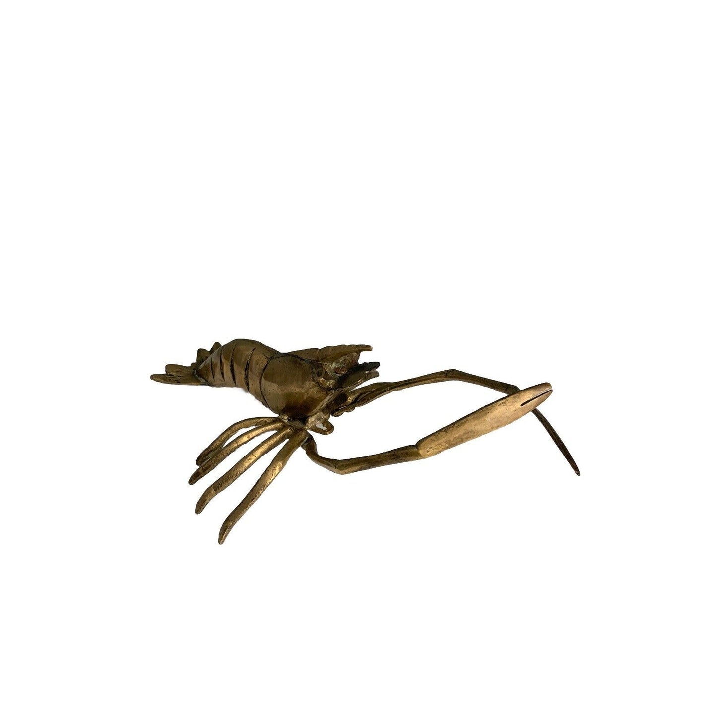 Brass Crawfish Crawdad Shrimp Prawn Ocean Gold Vintage MCM Nautical Coastal