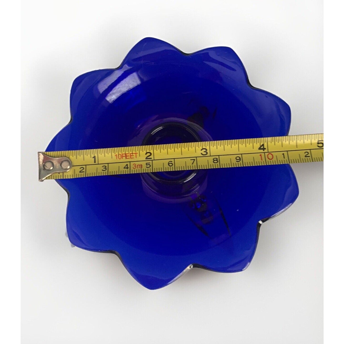 Vintage Cobalt Blue Glass Candlestick Holder