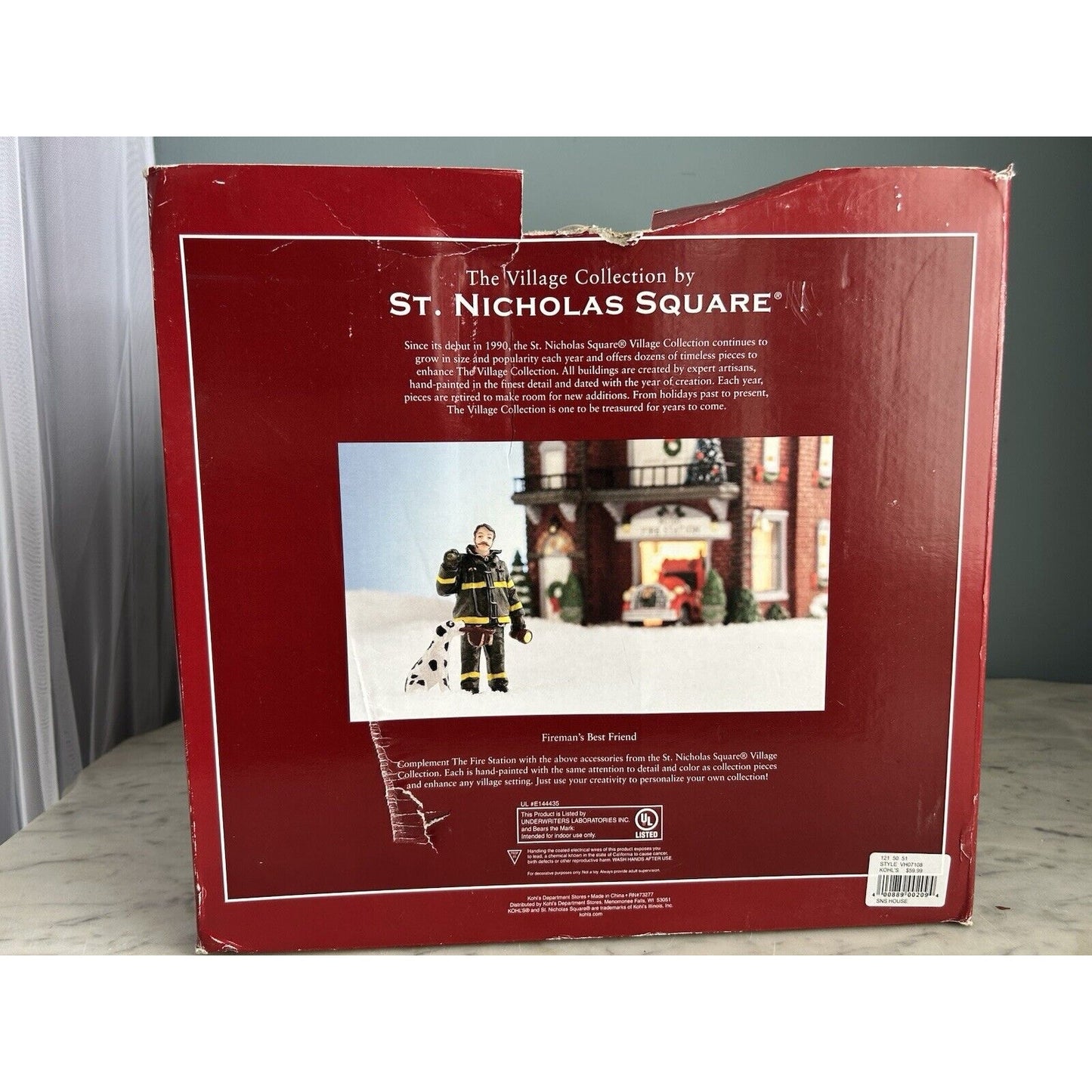 St Nicholas Square Fire Station 2007 Village Collection Illuminated Original Box