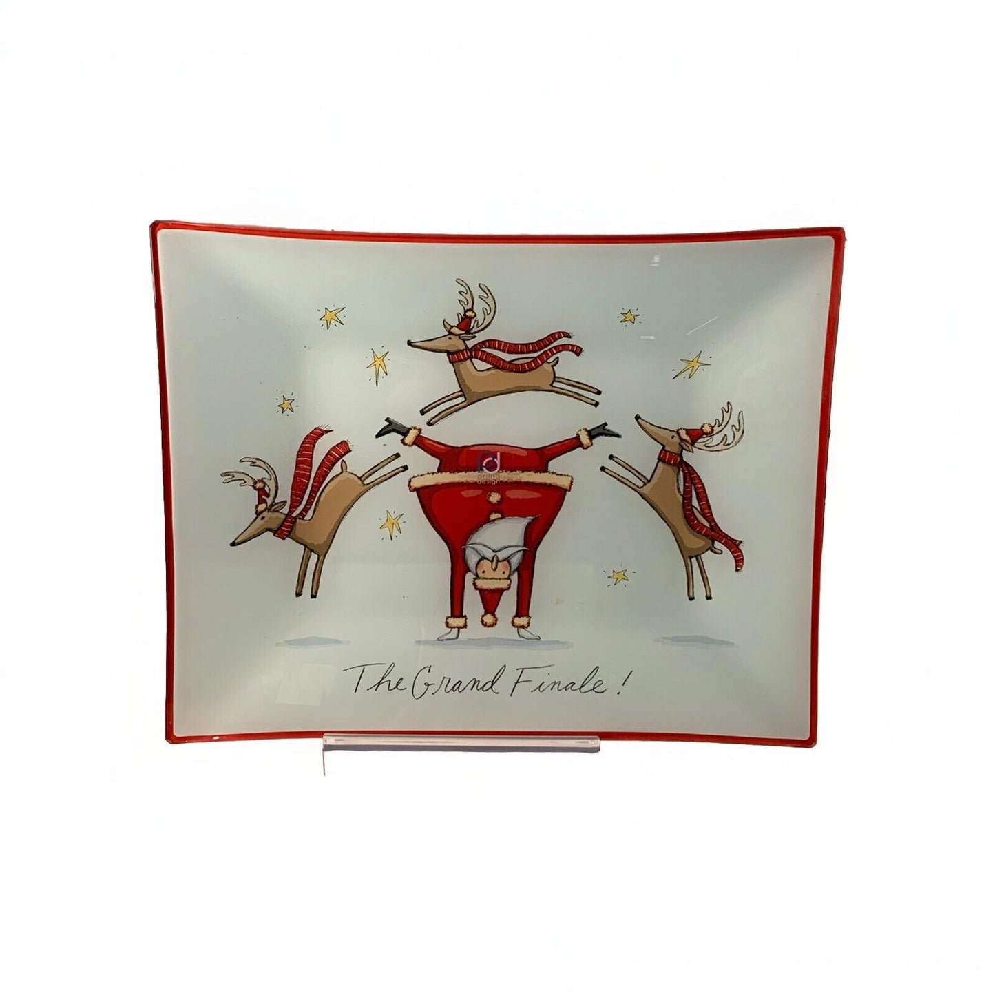 NWT Christmas Tray Prima Design Santa Leapong Reindeer The Grande Finale Stars