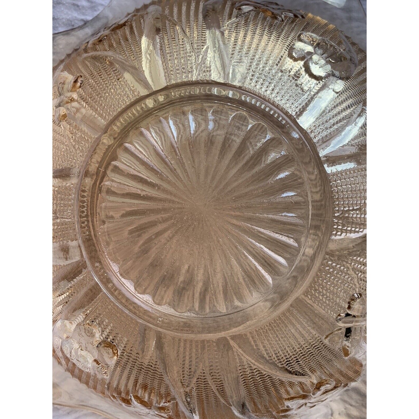 Jeannette Marigold Carnival Glass Bowl 11.5” Iridescent Iris Ruffles Vintage