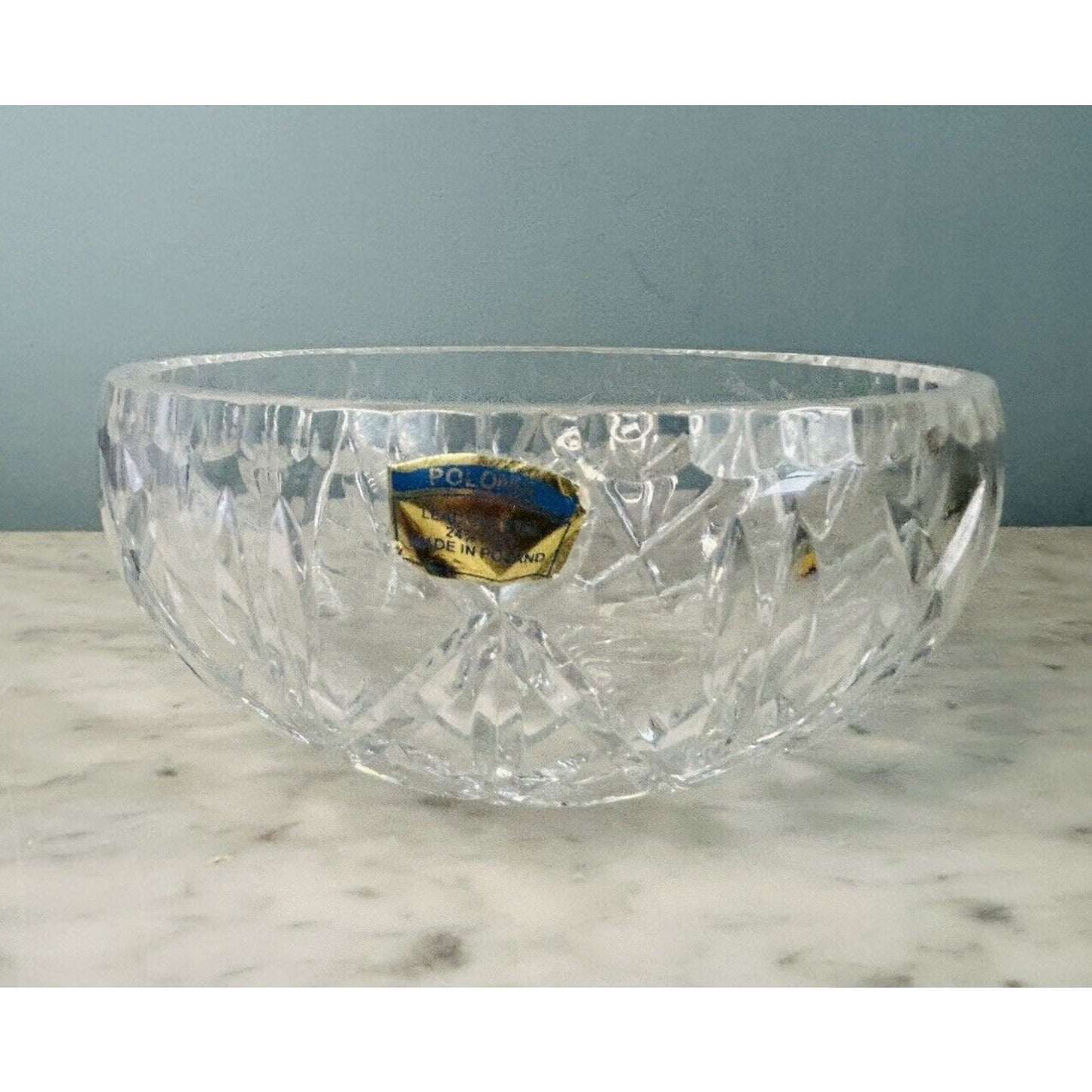 EUC Polonia 24% Lead Crystal Bowl Dish Made In Poland Hand Cut Clear Glass X