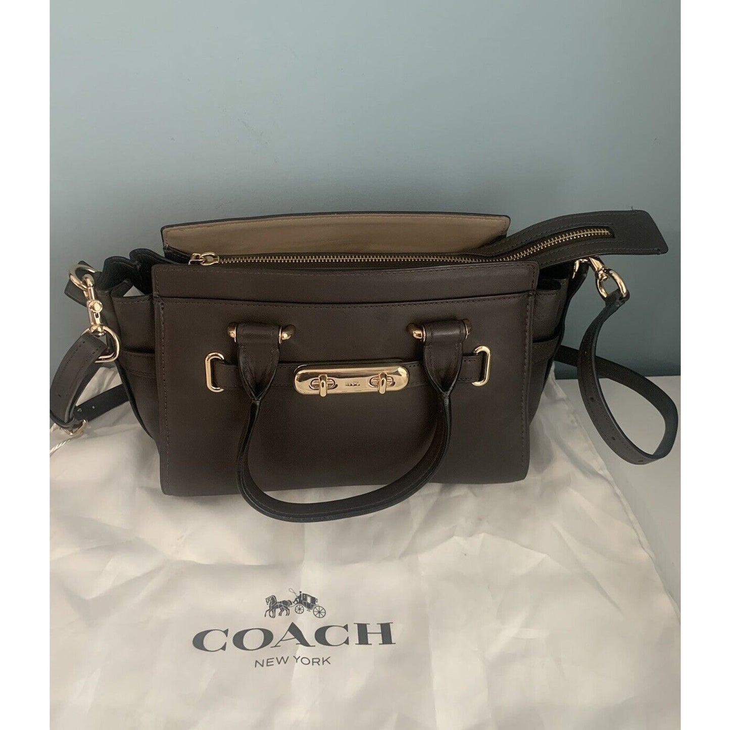 Coach Swagger 27 Leather Oxblood Satchel Crossbody Handbag GK388 Brown