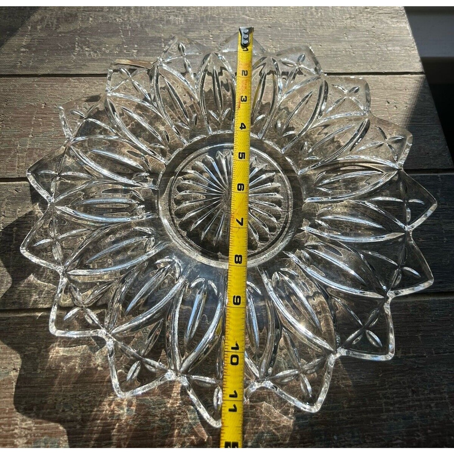 Vintage Federal Glass Petal Pattern Clear Glass Serving Bowl & Platter Flower