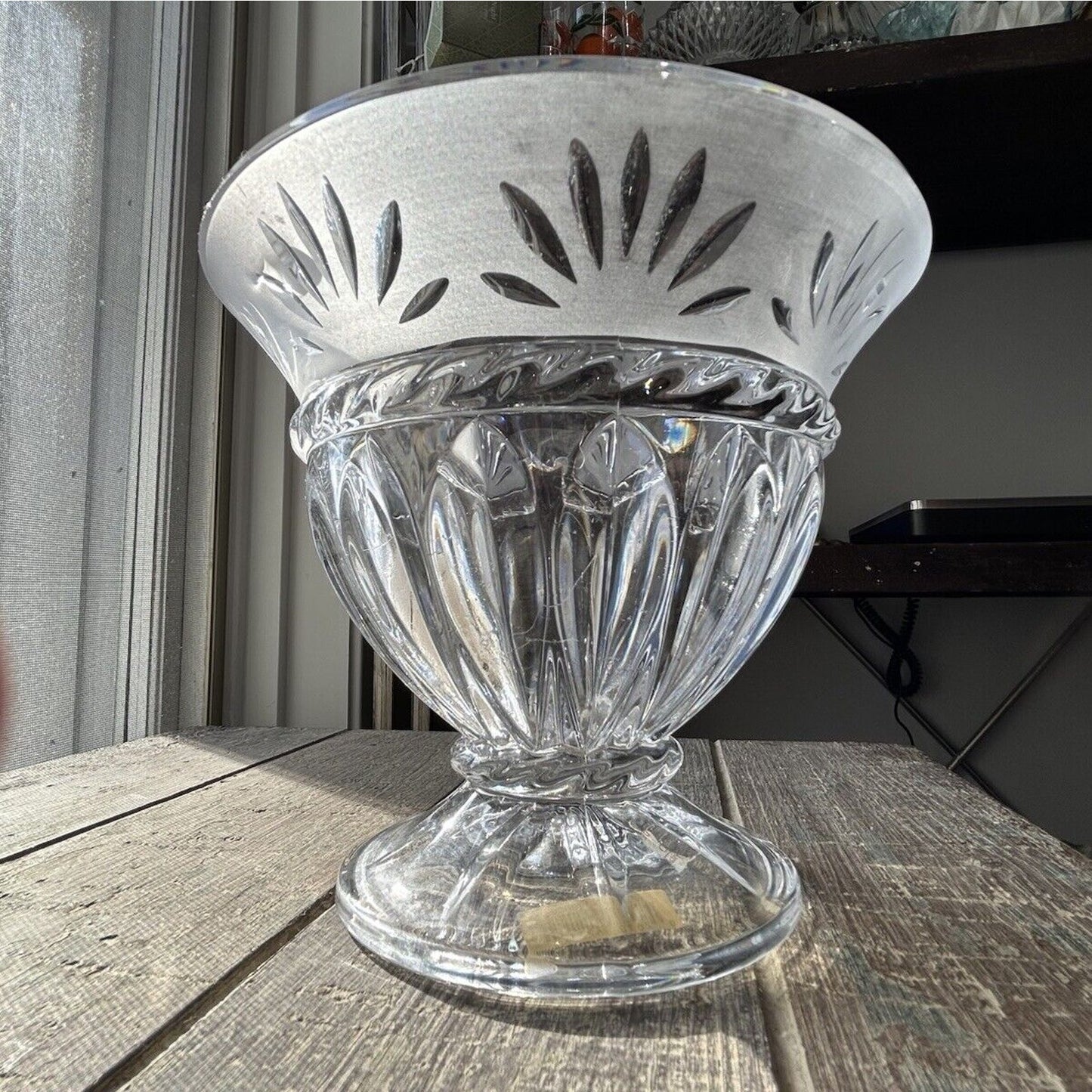 Cristal D'Arques Crystal Serving Bowl Carthage Vintage Candy Dish 6” Tall France