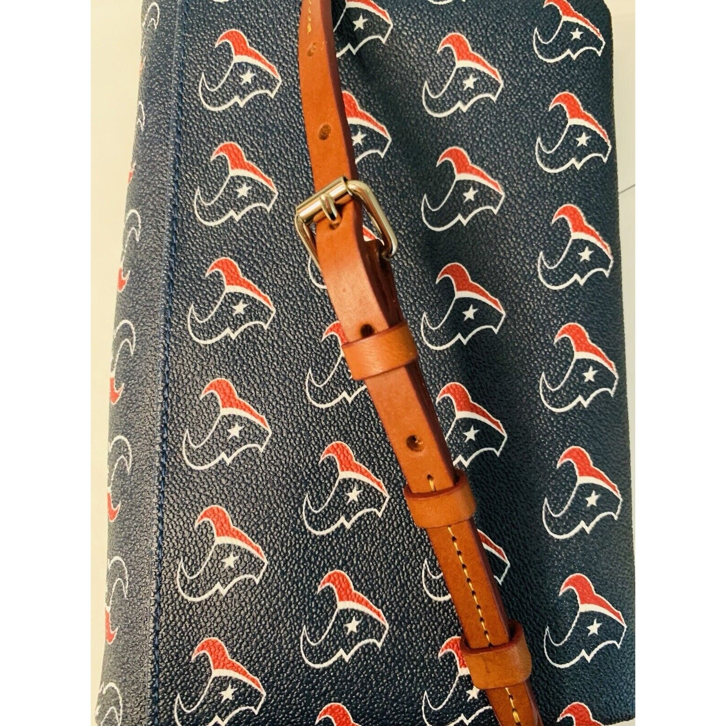 New Dooney & Bourke Houston Texans Foldover Crossbody Clutch Blue Red NFL