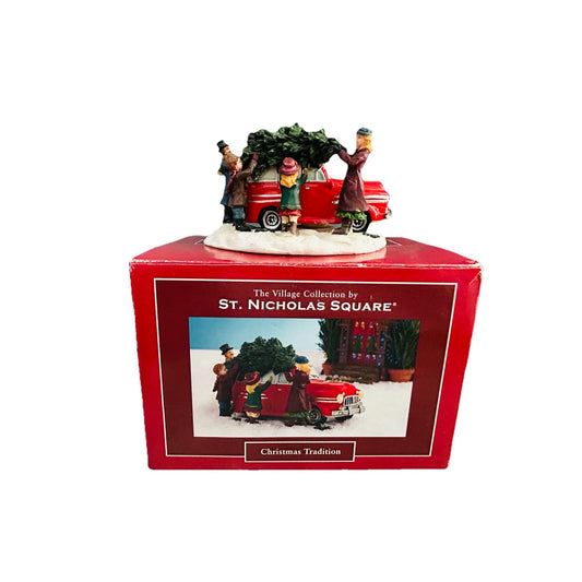 The Village Collection St. Nicholas Square Christmas Tradition Red Car Tree Top