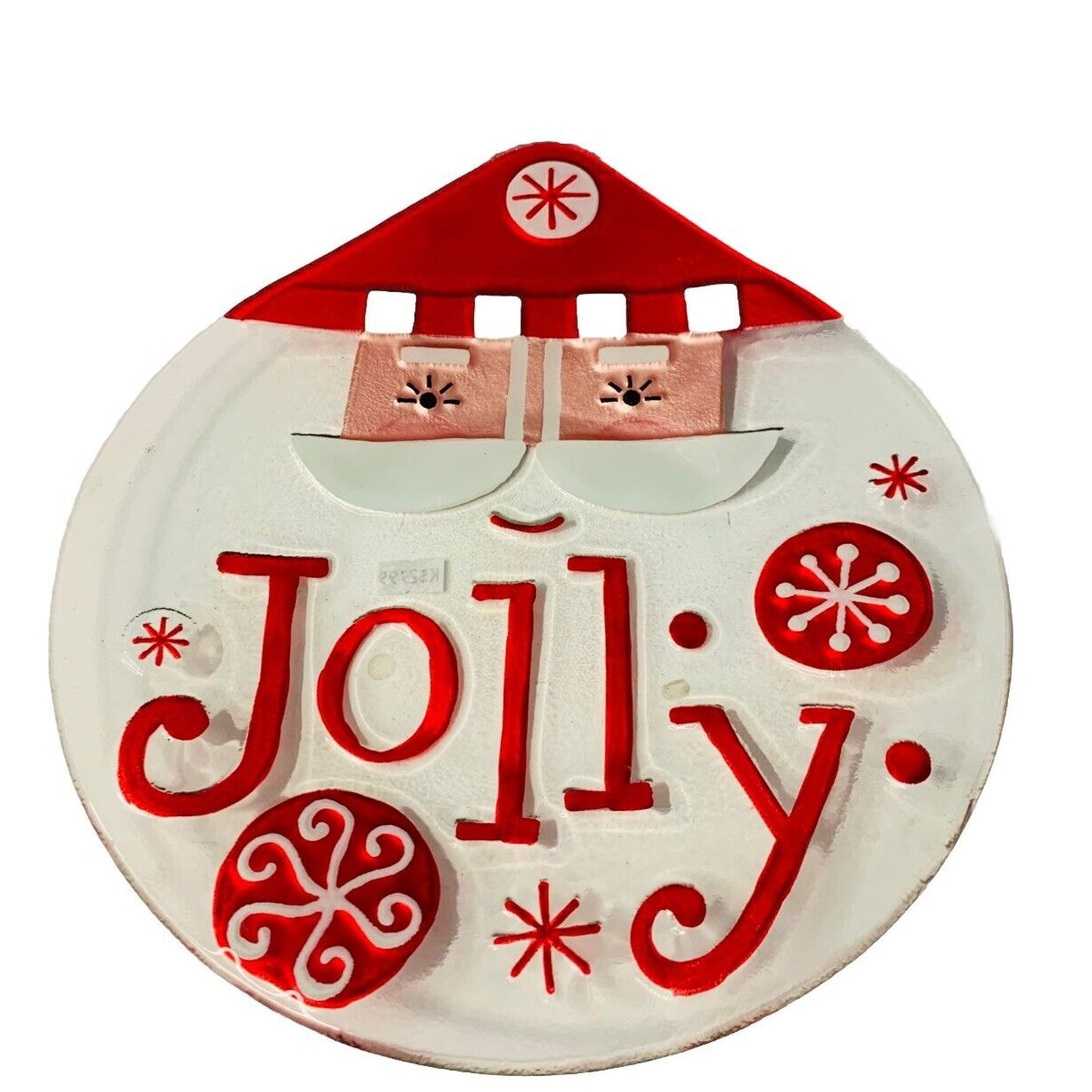 NWT Jolly Santa Fusion Glass Shaped Plate Platter Lori Siebert 2011 Silvestryi