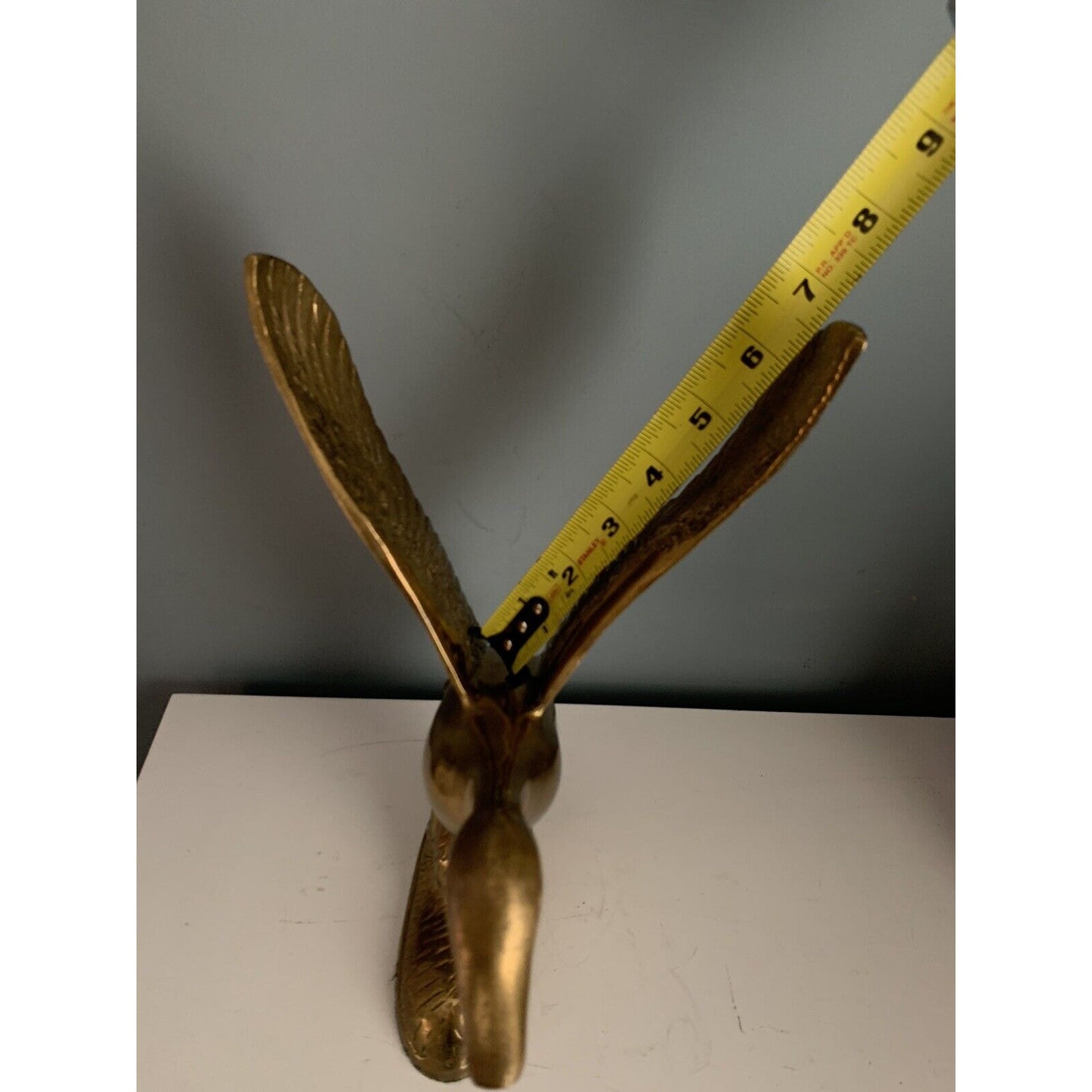 Vintage Solid Brass Taking Off Flying Duck Wings Up 14.75'' Tall