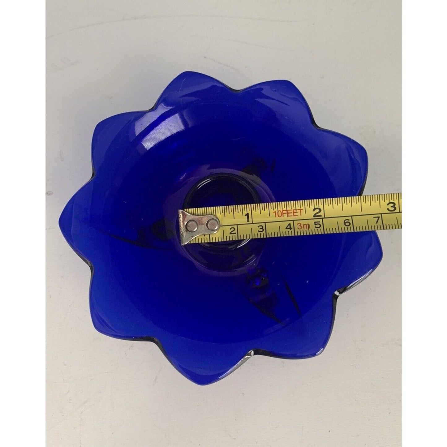 Vintage Cobalt Blue Glass Candlestick Holder