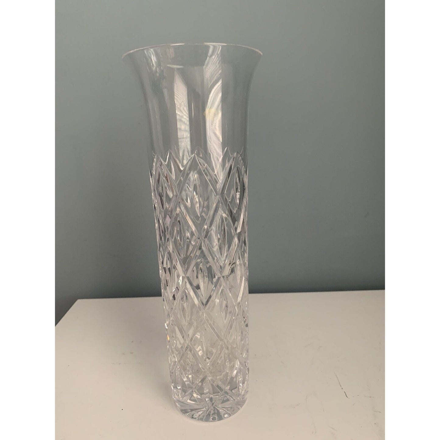 Atlantis Crystal Flower Vase 10.5" Tall ATL14 Collection Vintage MCM Tube