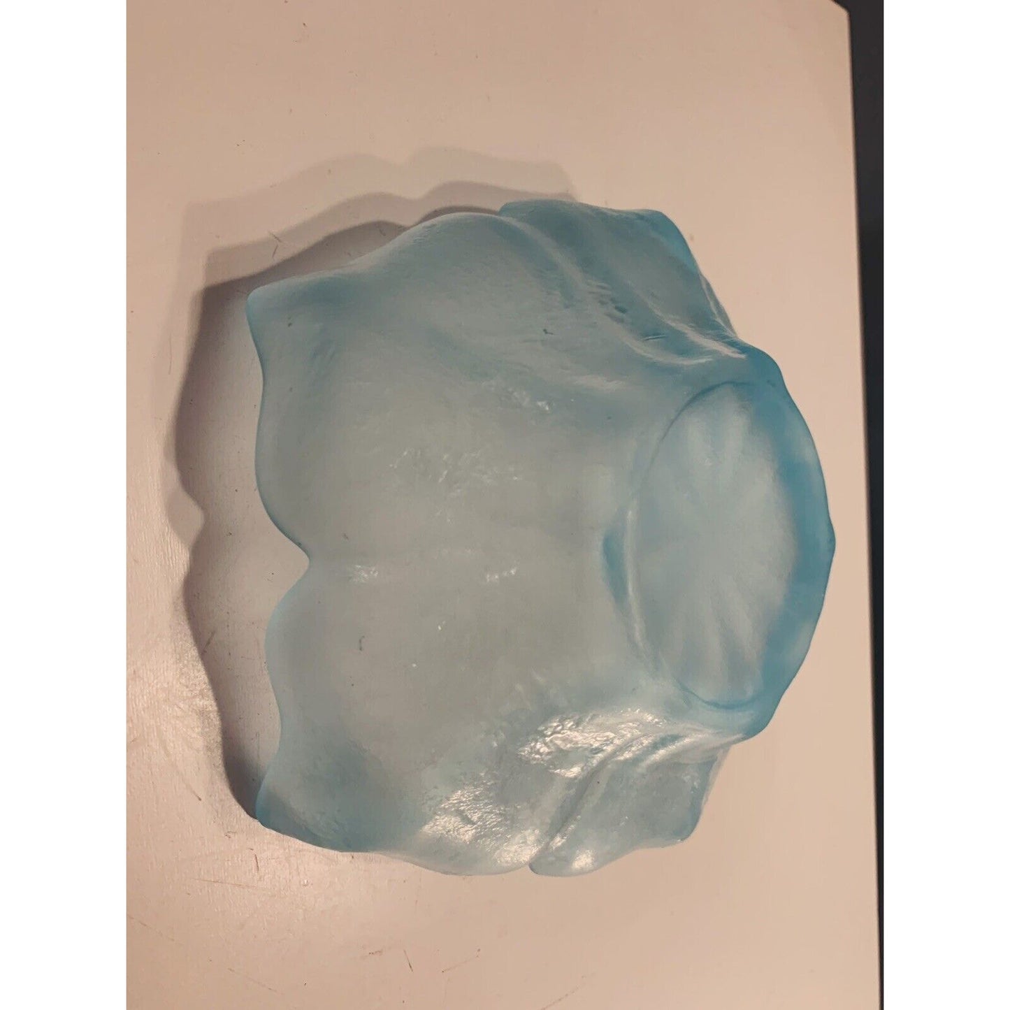 Viking Epic Satin Blue Glass Lotus Dish Bowl Flower Shaped Frosted Vintage Petal