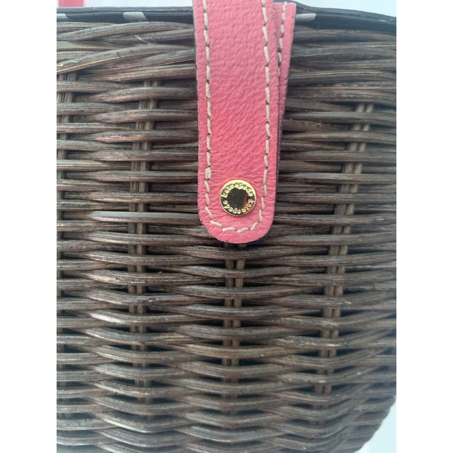 11" Vintage Kate Spade Original Wicker Leather Picnic Basket Style Handbag Purse