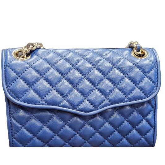 Rebecca Minkoff Quilted Chain Link Bag Blue Color Authentic Gold Chain Crossbody