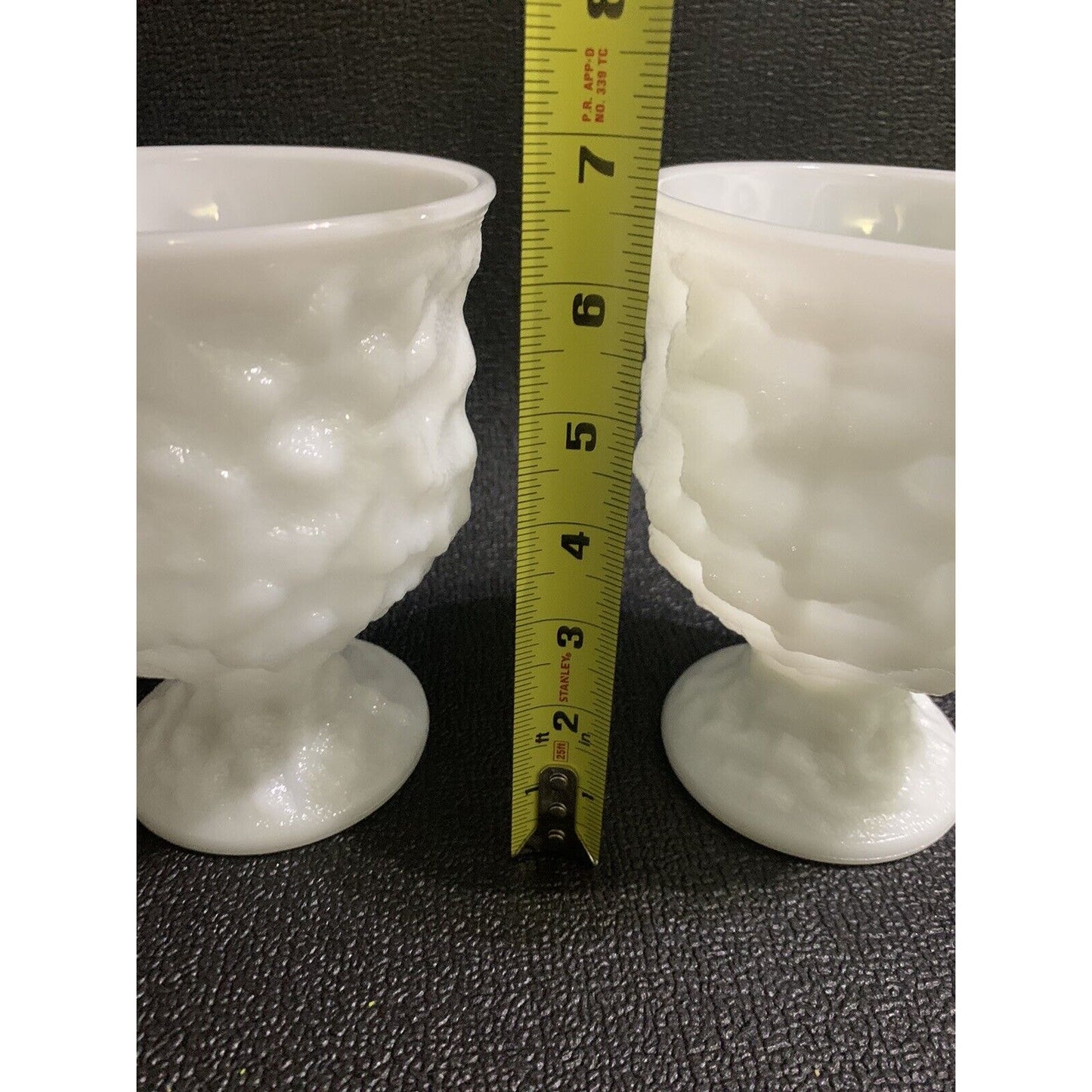 Set of 2 Brody Co Milk Glass crinkled pedestal planter Vases M3000 White Vintage