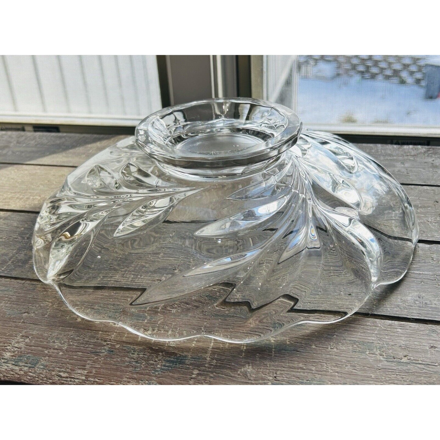 Indiana Glass Willow Oleander 12” Bowl Round Footed Centerpiece Platter Vintage