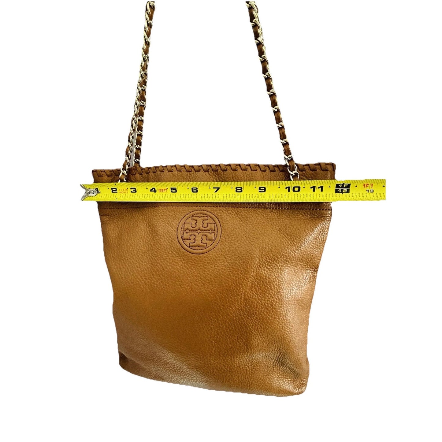 Tory Burch Swingpack Camel Pebble Leather Crossbody Bag Convertible Bridle Strap