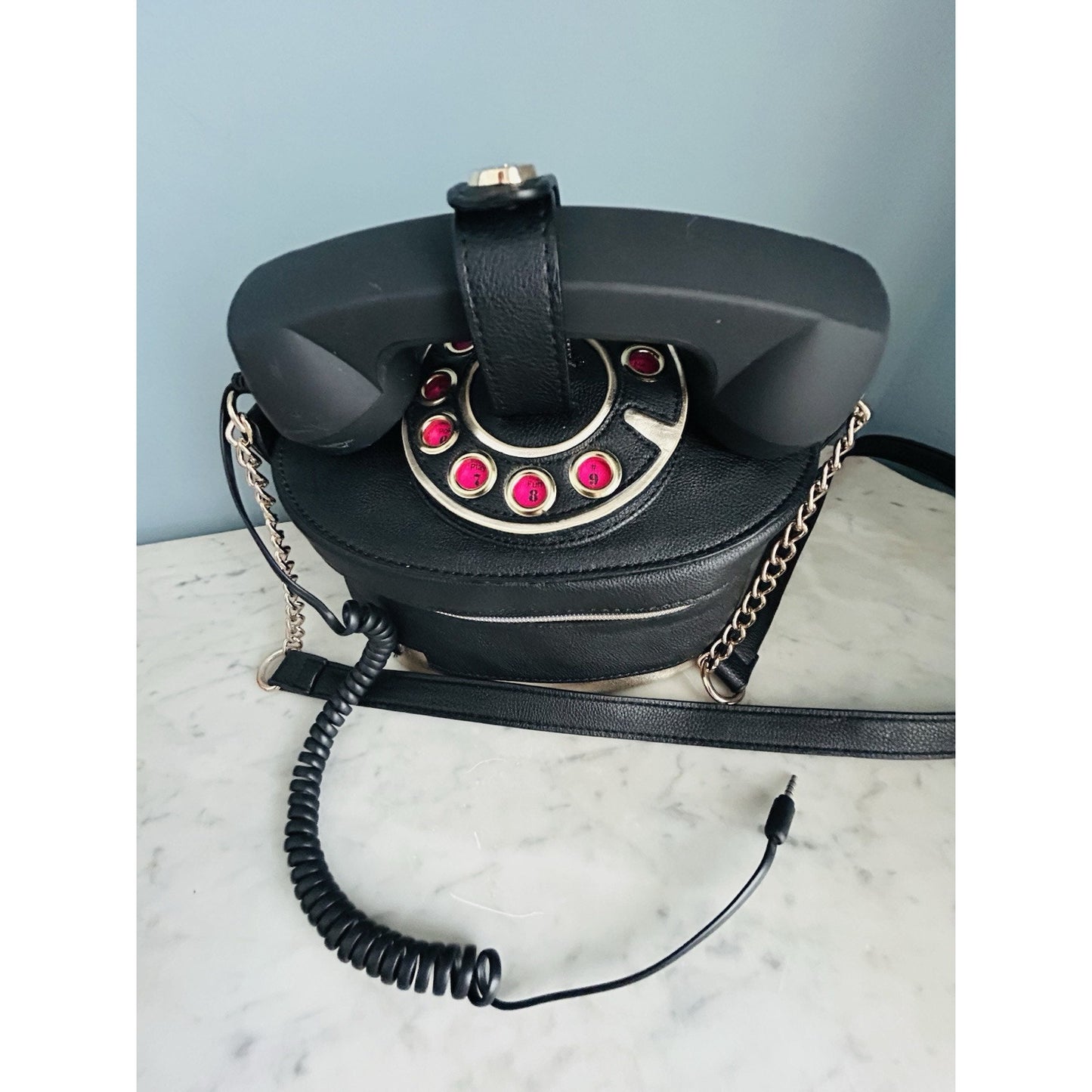 Betsey Johnson Telephone Bag BLACK Shoulder Crossbody Purse Handbag Rotary Phone