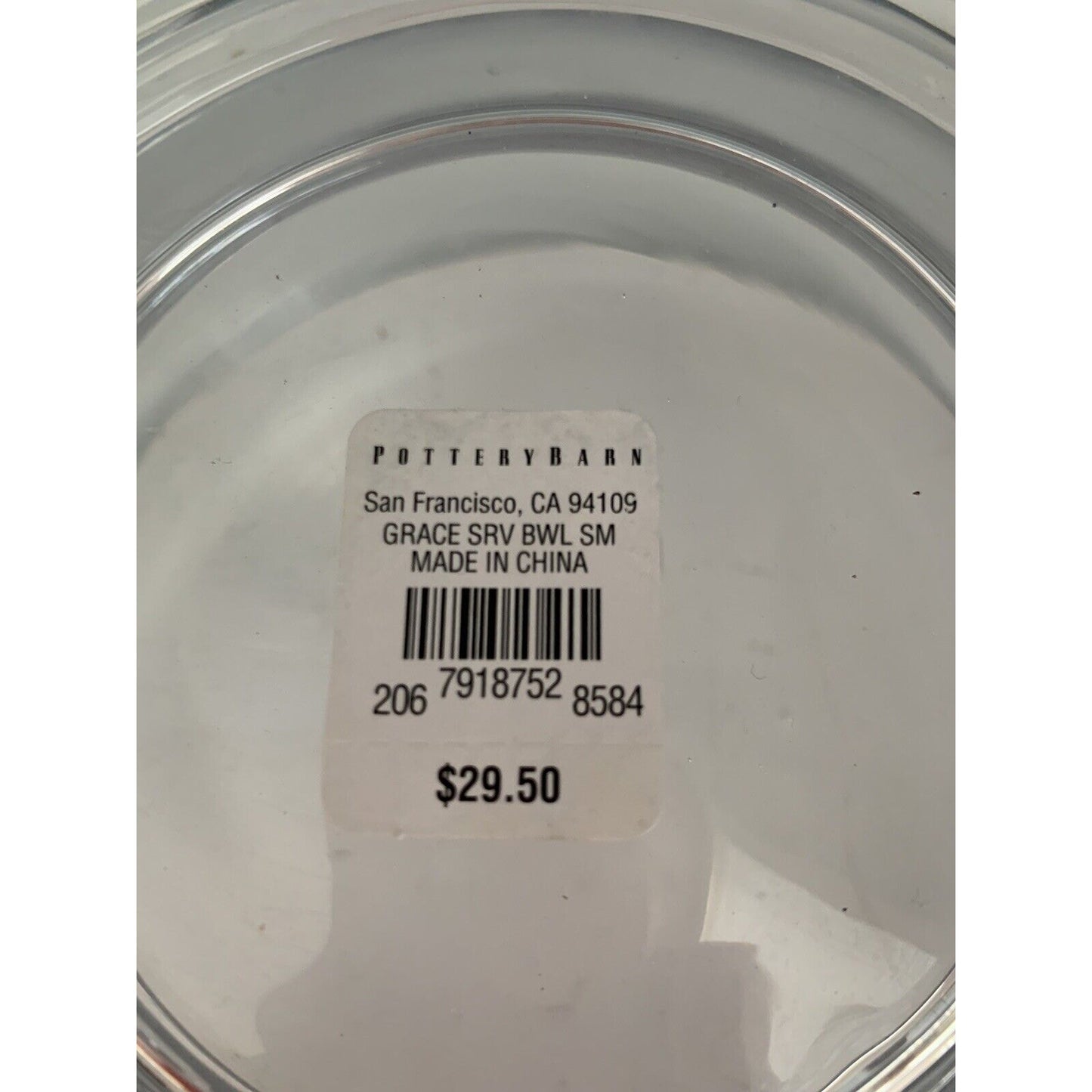 NWT Pottery Barn Glass Grace Serving Bowl Small 8.5” W Dish Clear MSRP $30 Clear