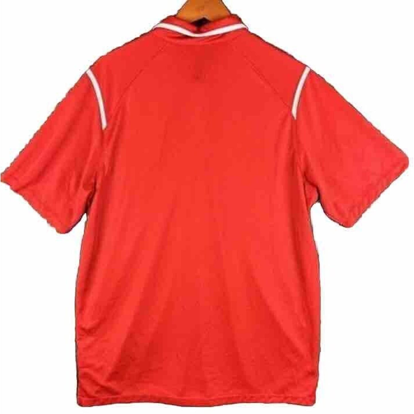 NIKE Men’s Size Medium Red White Polo Short Sleeve Golf Shirt Polyester