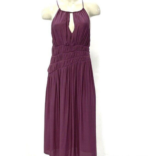 New Anthropology Moulinette Soeurs Halter Midi Dress Size 0 NWT Color Plum/Prune