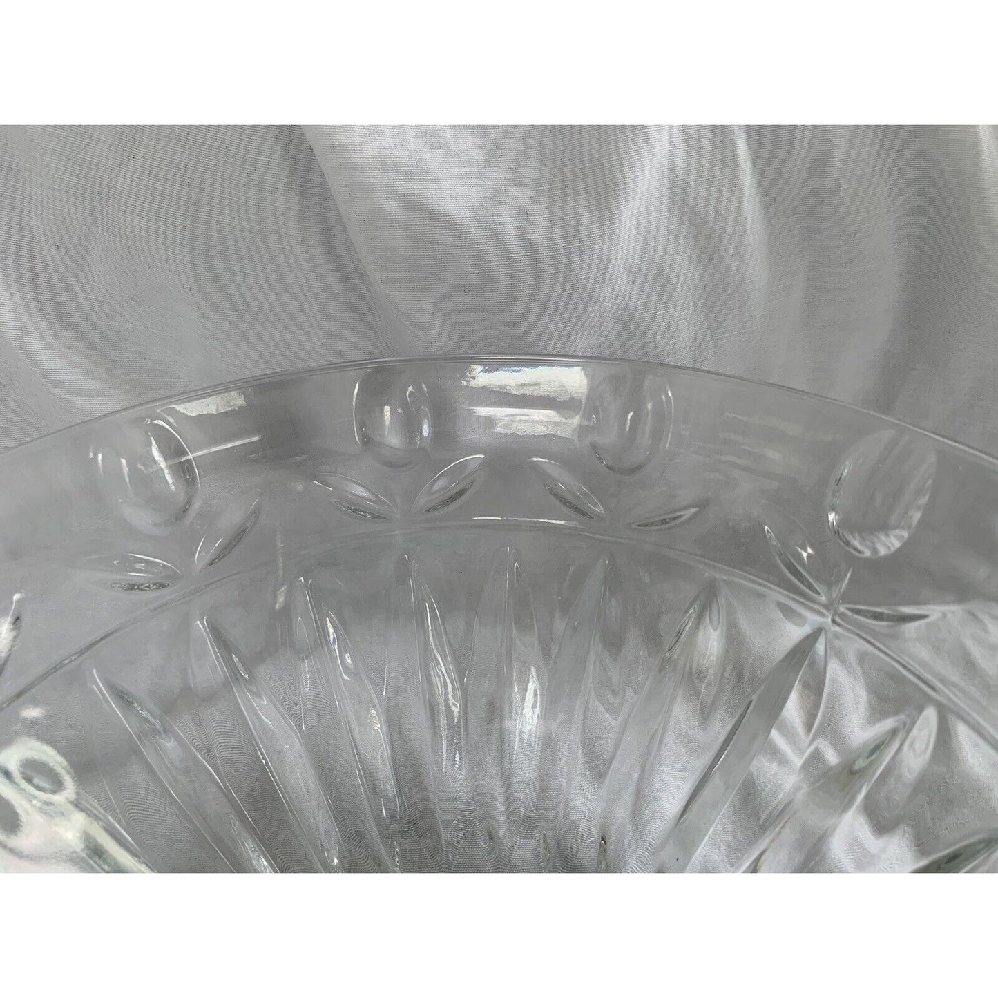 BLOCK 24% Lead Crystal Tulip 9” Glass Serving Bowl Dish Vintage Clear Flowers