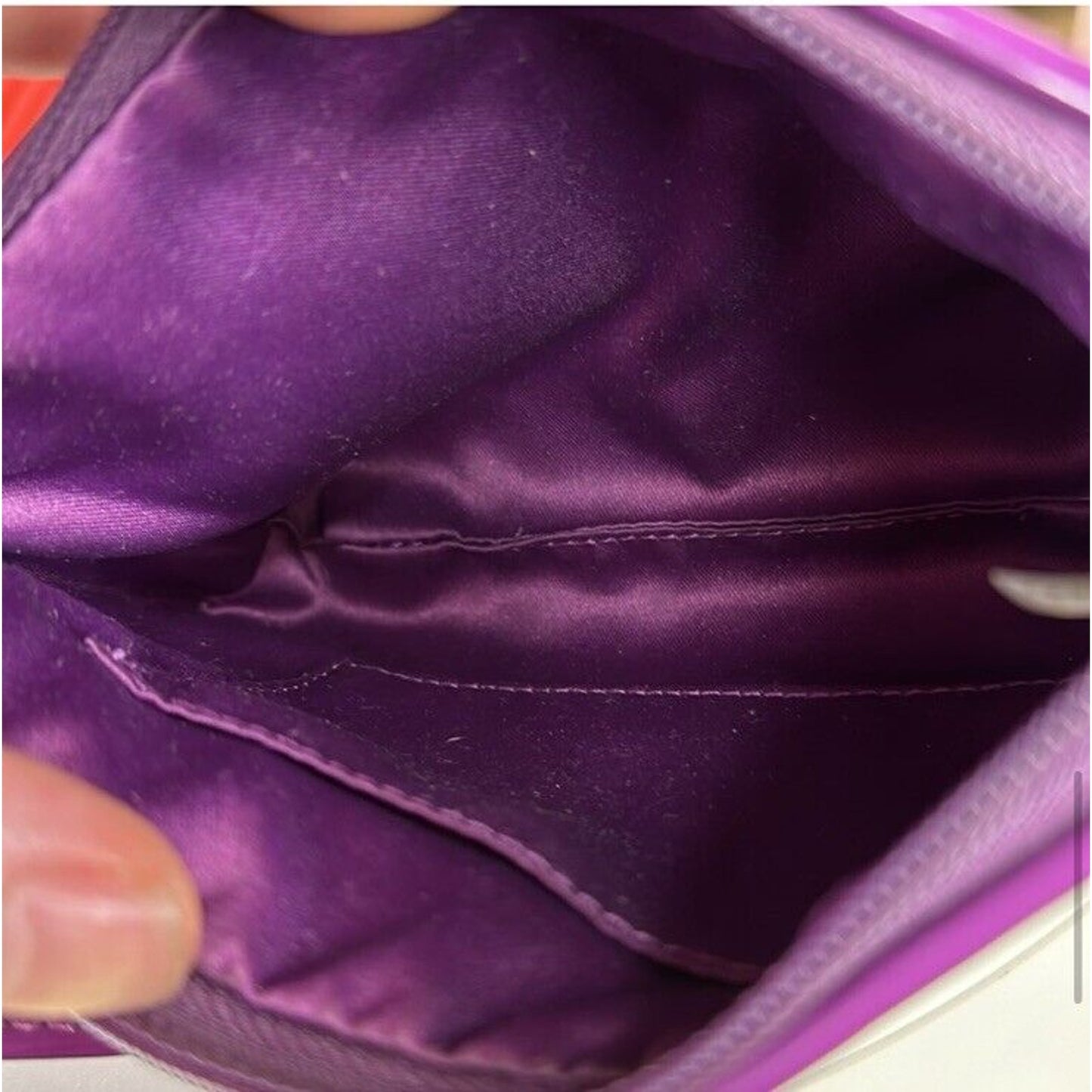 Coach Purple Wristlet Wallet Embossed Clutch Glossy Patent Leather EUC Heart