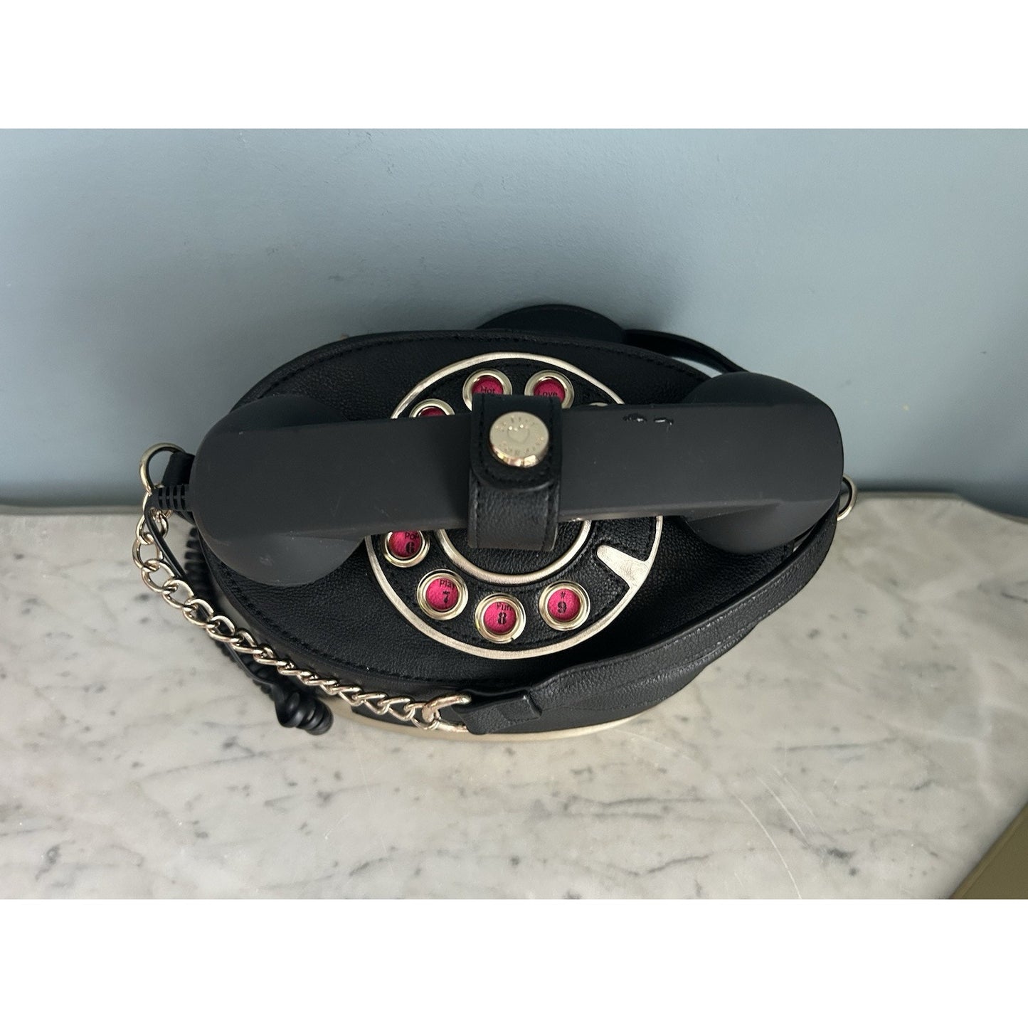 Betsey Johnson Telephone Bag BLACK Shoulder Crossbody Purse Handbag Rotary Phone