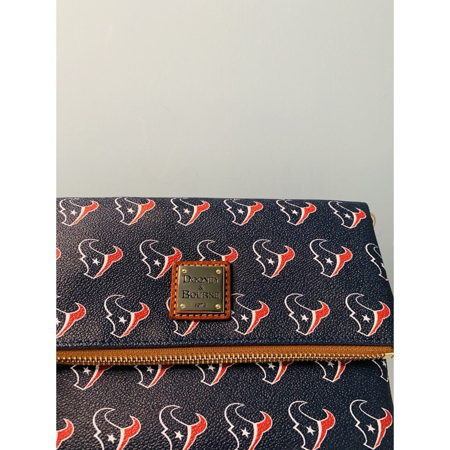 New Dooney & Bourke Houston Texans Foldover Crossbody Clutch Blue Red NFL