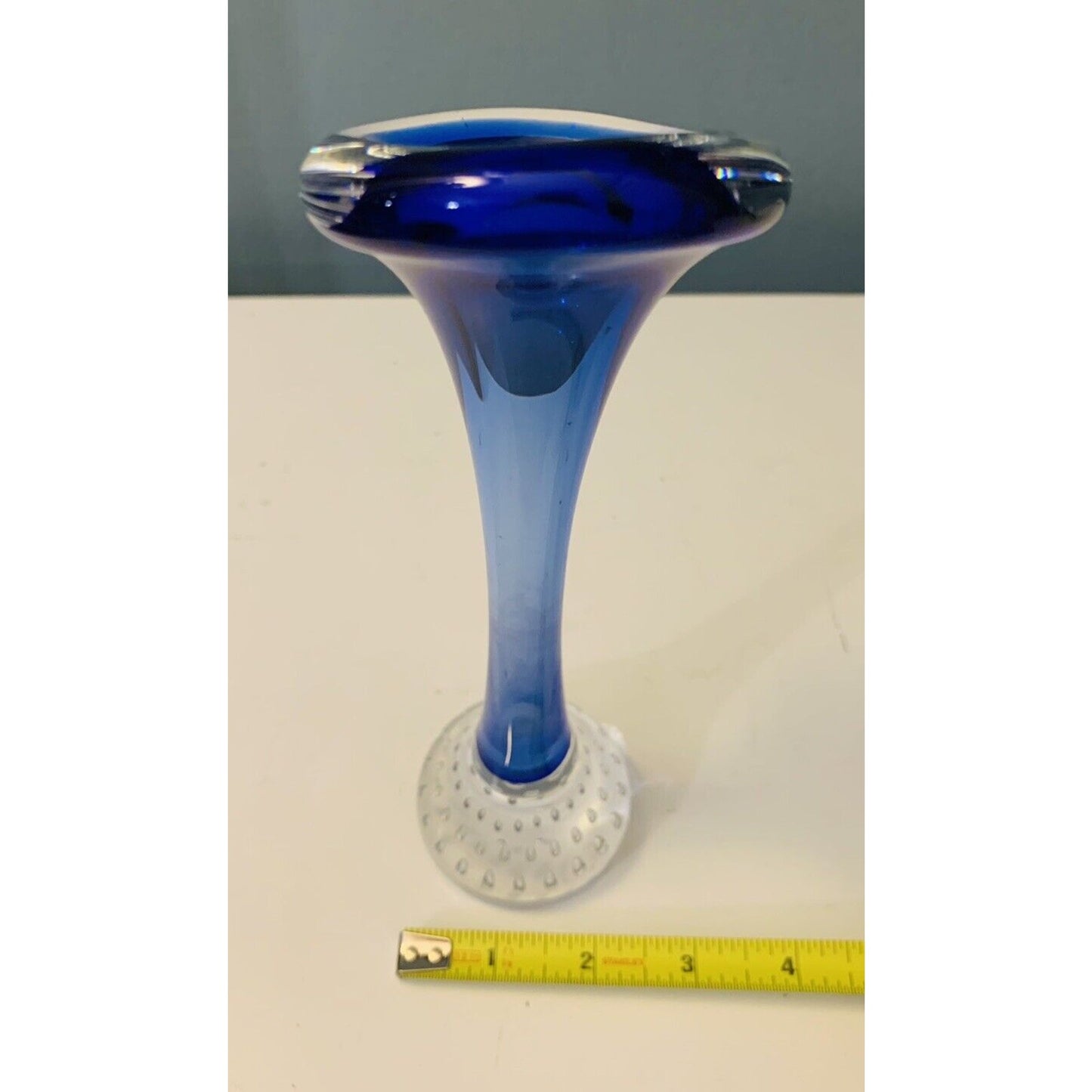 Vintage Cobalt Blue Aseda Glass Bud Vase Controlled Bubble Base