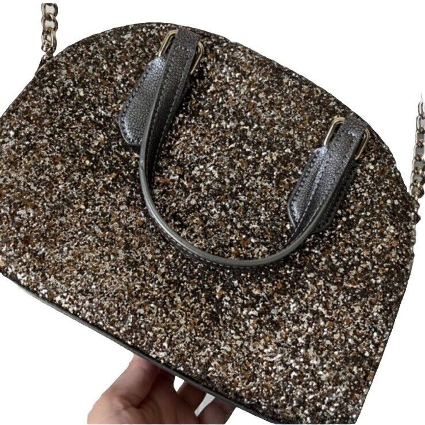 Kate Spade Mini Reiley Laurel Way Glitter Satchel crossbody Wristlet