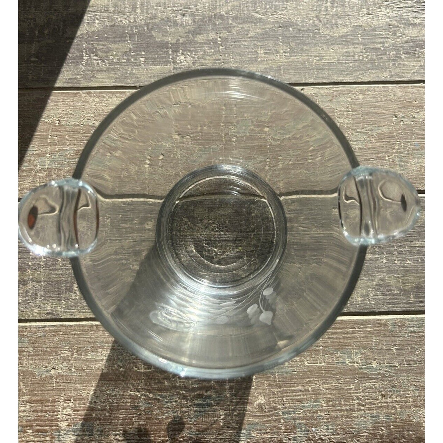 Vintage Cristal Mode Ice Bucket Hand Crafted Italy Silver Leaf Etched Glass