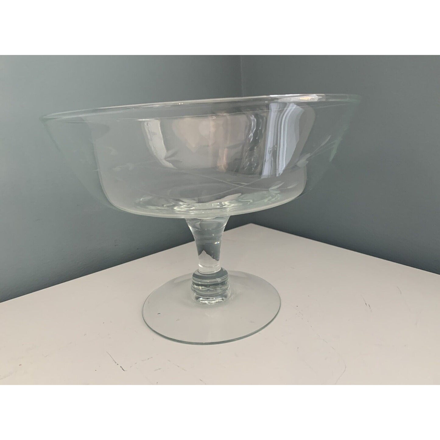 Vintage Crystal Princess House Heritage Flower Footed Pedestal Compote Bowl 7"