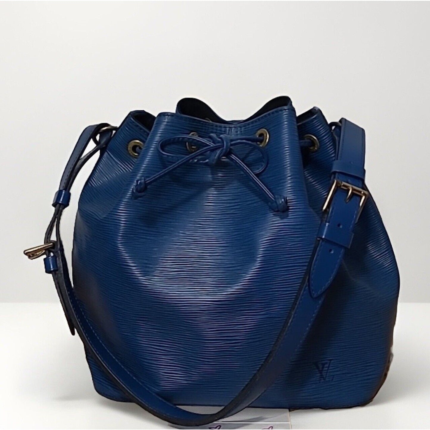 Louis Vuitton Noé Bucket & Drawstring Bag Blue Epi Leather Purse Handbag