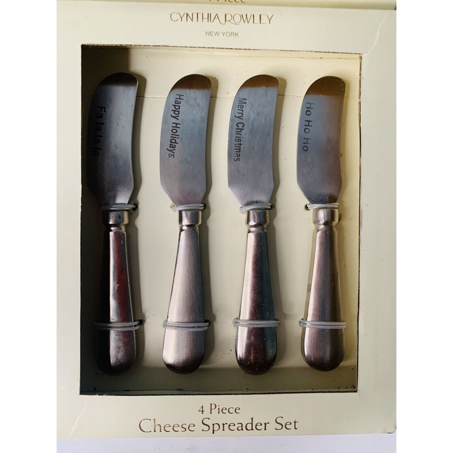 2 NIB Cynthia Rowley Appetizer Cheese Spreader 8 Piece Set Merry Christmas Ho Ho