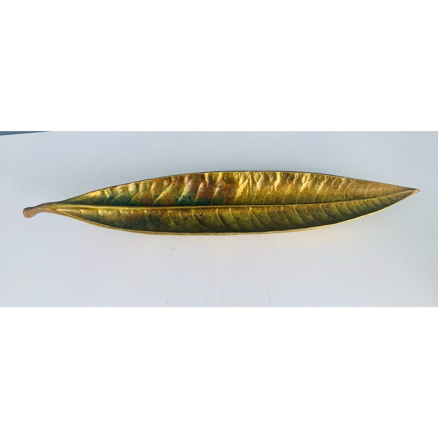 Vintage Solid Brass Euphorbia Codiacum Leaf Dish 1948 Virginia Metalcraft Tray