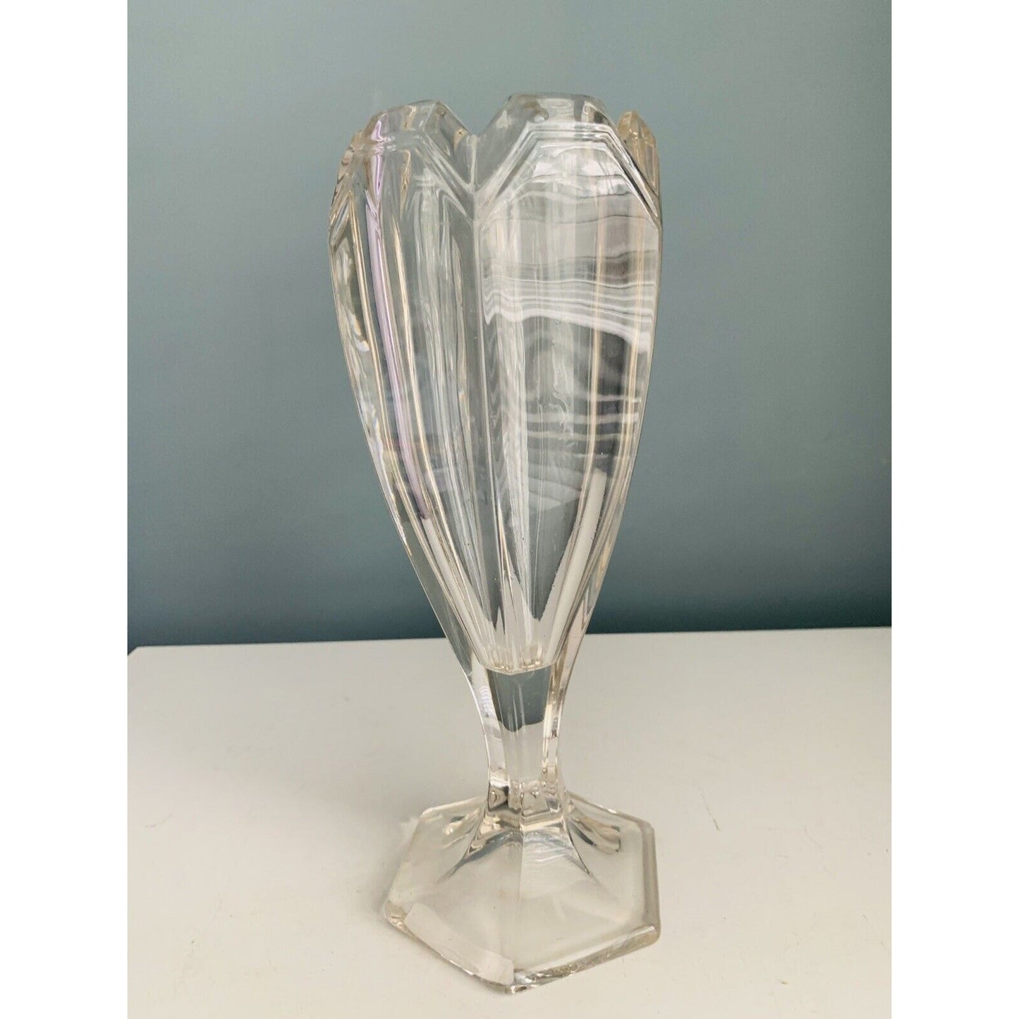 Antique Fostoria Glass Alexis Vase Art Deco Design 9.5” Tall Heavy Home Decor