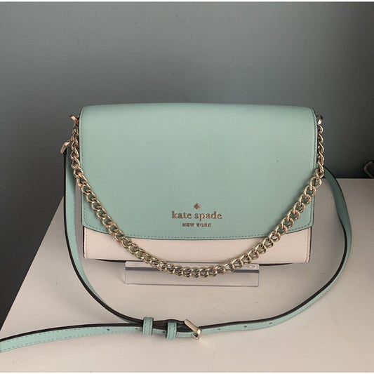 Kate Spade Carson Colorblock Convertible Crossbody Purse Aqua Poolside Gold