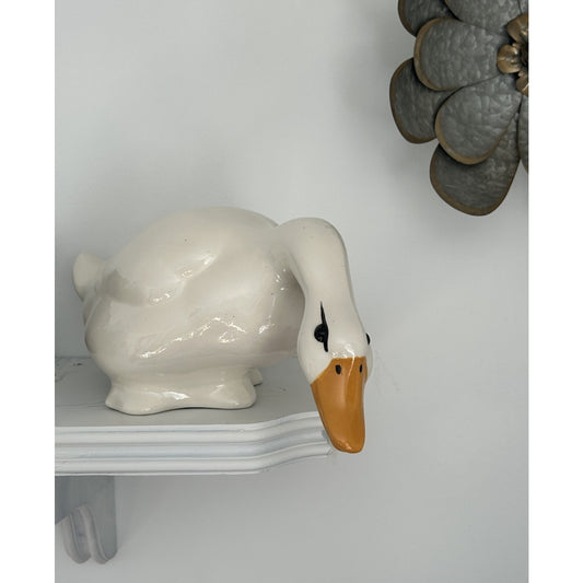 Vintage Large Hand Painted White Ceramic Swan Goose Duck Nautical Home Decor