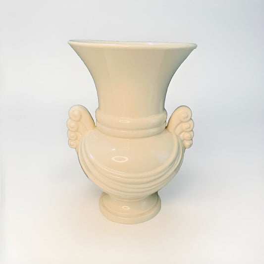 Vintage Abingdon USA Large Pottery Vase Ivory Cream White Art Deco Home Decor